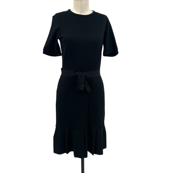 Carolina Herrera Dresses & Skirts - CH Carolina Herrera Dress Short Sleeve Ruffle Flounce Hem Ribbon Belt‎ Black XS